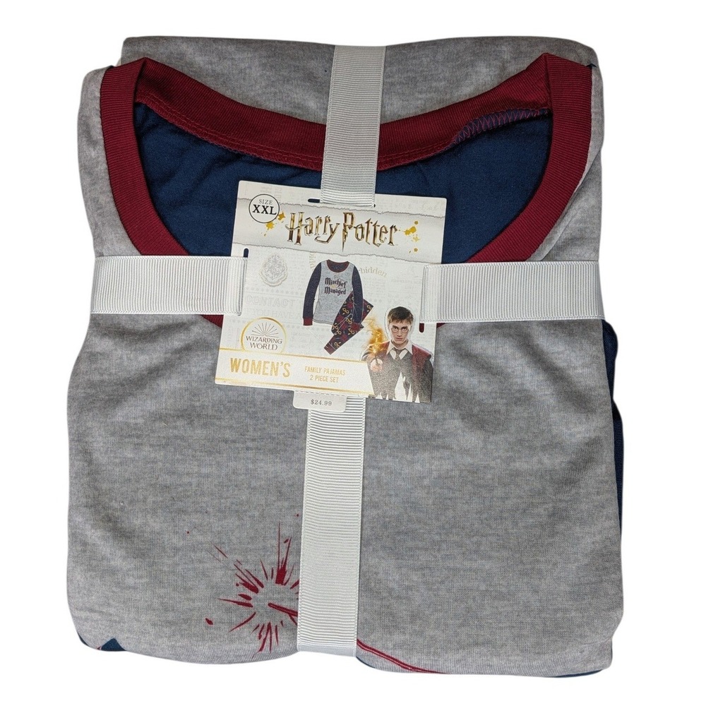 Harry Potter Womens XXL Mischief Managed 2 Piece Fleece Pajama Set New
